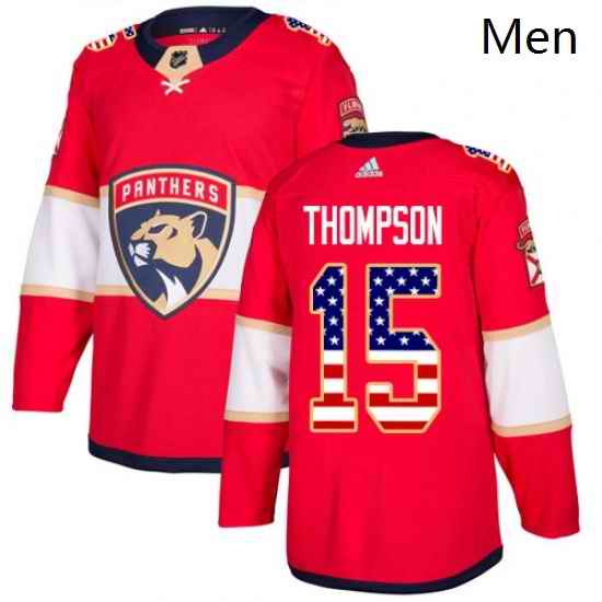 Mens Adidas Florida Panthers 15 Paul Thompson Authentic Red USA Flag Fashion NHL Jersey